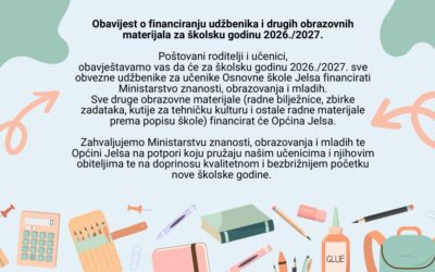 Obavijest o financiranju udžbenika i drugih obrazovnih materijala za školsku godinu 2026./2027.